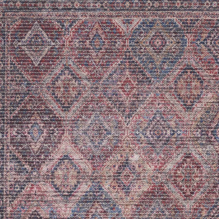 Maroon Oriental Power Loom Distressed Washable Area Rug Photo 3