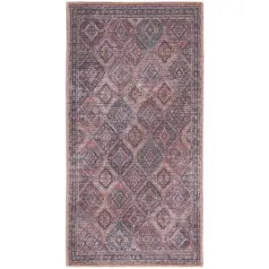 Photo of Maroon Oriental Power Loom Distressed Washable Area Rug