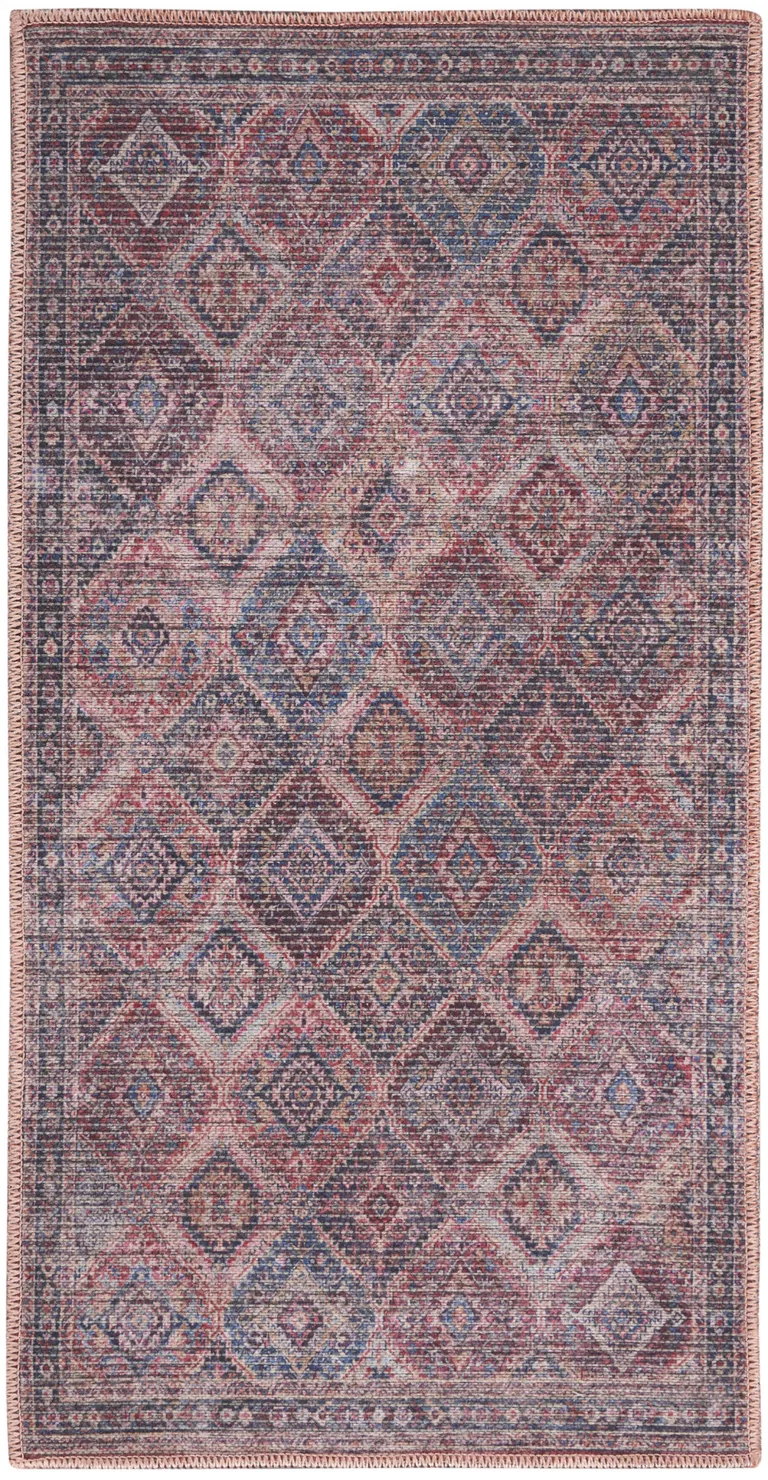 Maroon Oriental Power Loom Distressed Washable Area Rug Photo 1