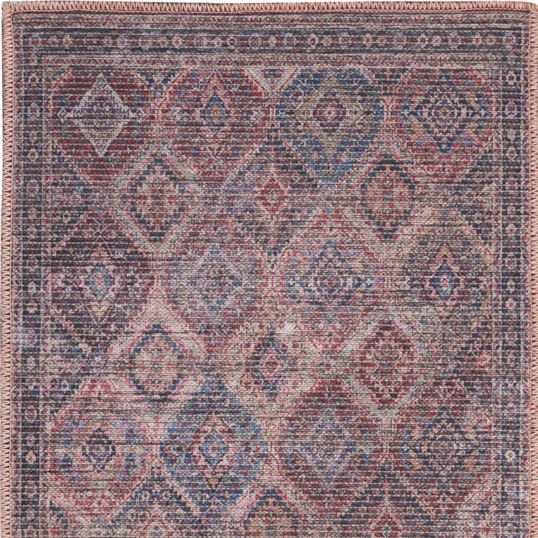 Maroon Oriental Power Loom Distressed Washable Area Rug Photo 4