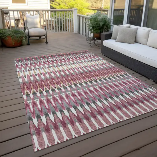 Mauve Merlot And Ivory Southwestern Washable Indoor Outdoor Area Rug Photo 8