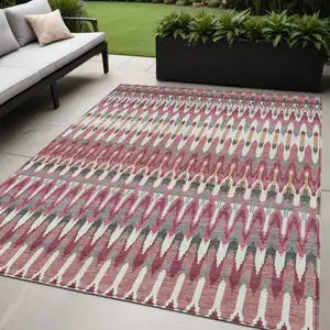 Photo of Mauve Merlot And Ivory Southwestern Washable Indoor Outdoor Area Rug