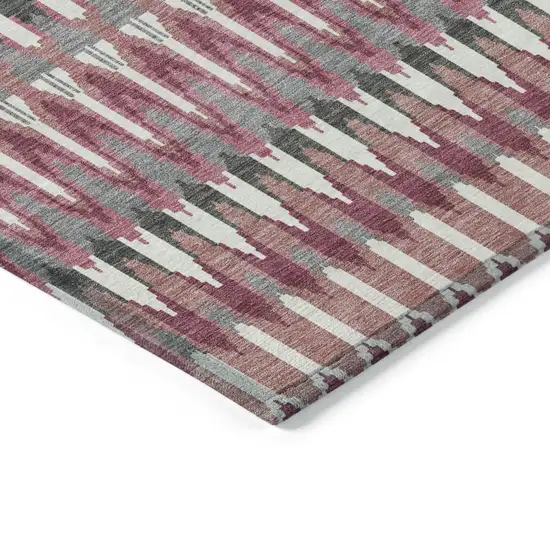 Mauve Merlot And Ivory Southwestern Washable Indoor Outdoor Area Rug Photo 5