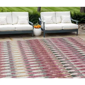 Photo of Mauve Merlot And Ivory Southwestern Washable Indoor Outdoor Area Rug