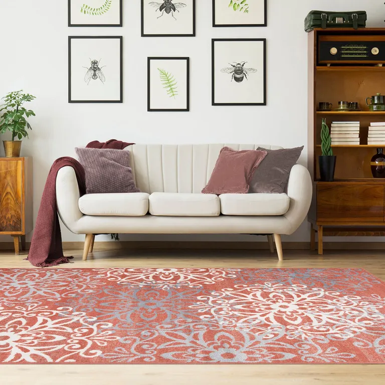 Medallion Power Loom Stain Resistant Area Rug Photo 5