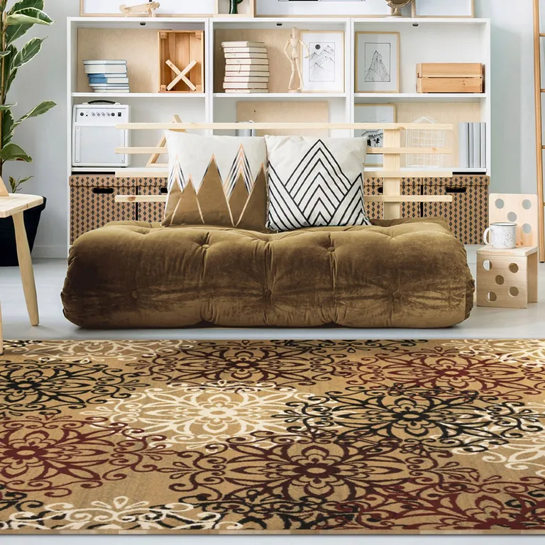 Medallion Power Loom Stain Resistant Area Rug Photo 2