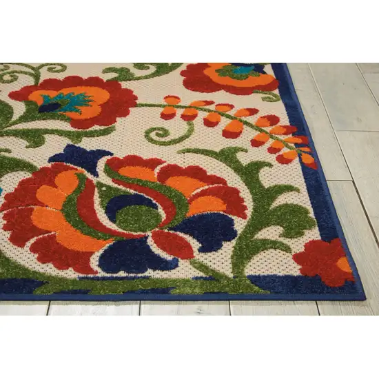 Green And Ivory Floral Indoor Outdoor Area Rug Photo 6