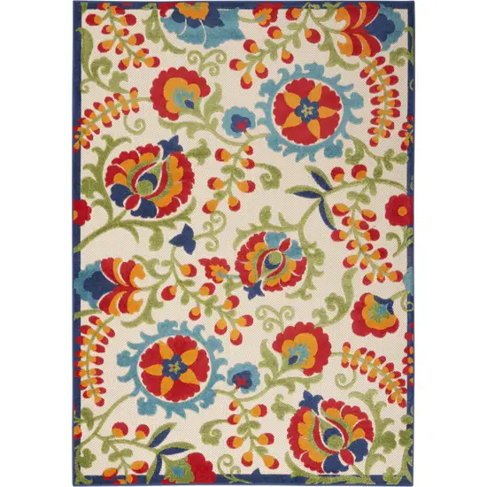 Green And Ivory Floral Indoor Outdoor Area Rug Photo 6