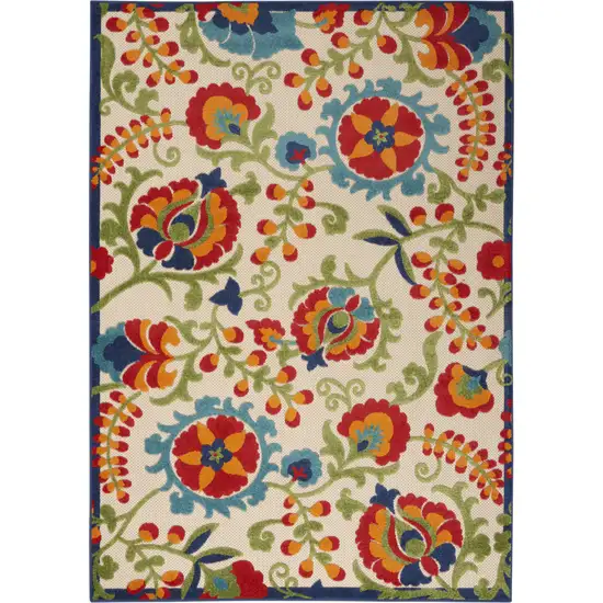 Green And Ivory Floral Indoor Outdoor Area Rug Photo 6