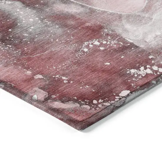 Merlot Abstract Washable Non Skid Indoor Outdoor Area Rug Photo 5