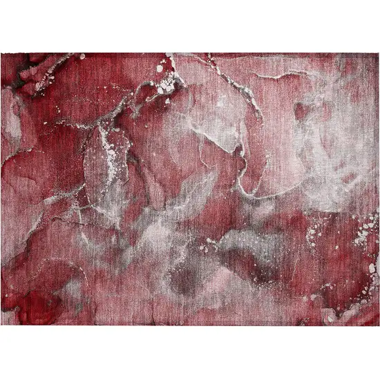 Merlot Abstract Washable Non Skid Indoor Outdoor Area Rug Photo 2