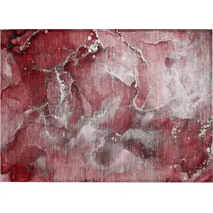 Photo of Merlot Abstract Washable Non Skid Indoor Outdoor Area Rug