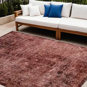 Photo of Merlot Abstract Washable Non Skid Indoor Outdoor Area Rug