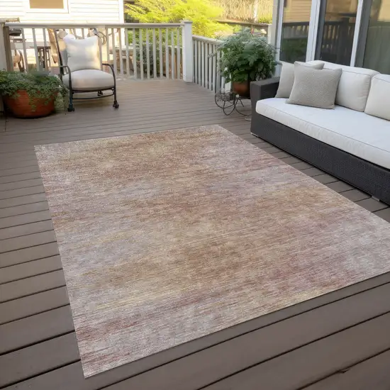 Merlot And Beige Abstract Washable Indoor Outdoor Area Rug Photo 9