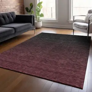 Photo of Merlot And Charcoal Abstract Washable Indoor Outdoor Area Rug