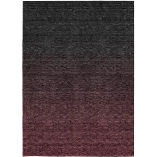 Merlot And Charcoal Abstract Washable Indoor Outdoor Area Rug Photo 7