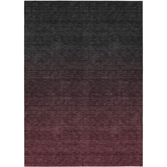 Merlot And Charcoal Abstract Washable Indoor Outdoor Area Rug Photo 2