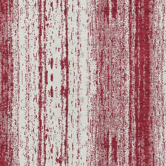 Merlot And Ivory Striped Washable Indoor Outdoor Area Rug Photo 6