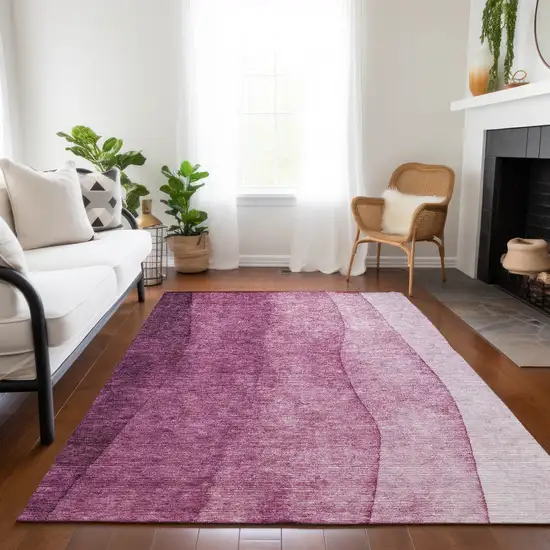 Merlot Blush And Pink Ombre Washable Indoor Outdoor Area Rug Photo 7