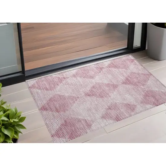 Merlot Geometric Washable Non Skid Indoor Outdoor Area Rug Photo 1