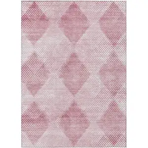 Photo of Merlot Geometric Washable Non Skid Indoor Outdoor Area Rug