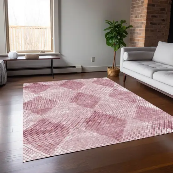 Merlot Geometric Washable Non Skid Indoor Outdoor Area Rug Photo 9