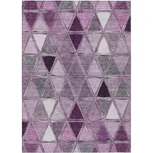 Photo of Merlot Purple And Lavender Geometric Washable Indoor Outdoor Area Rug