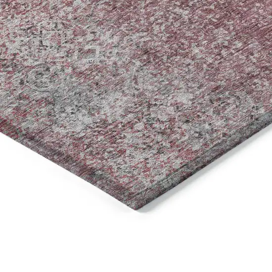 Merlot Silver And Gray Oriental Washable Indoor Outdoor Area Rug Photo 5