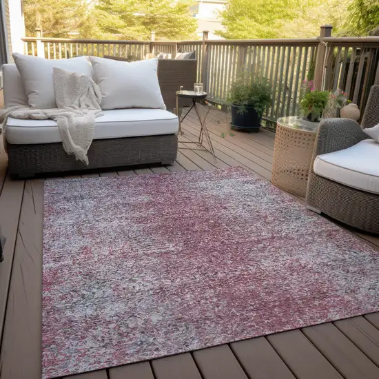 Merlot Silver And Gray Oriental Washable Indoor Outdoor Area Rug Photo 8