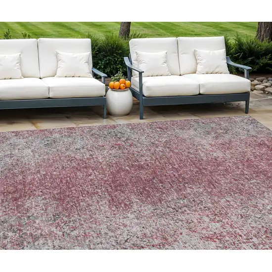 Merlot Silver And Gray Oriental Washable Indoor Outdoor Area Rug Photo 1