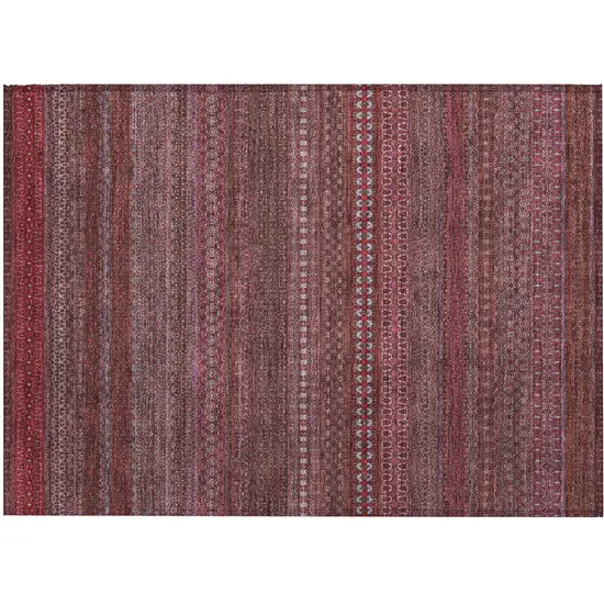 Merlot Striped Washable Non Skid Indoor Outdoor Area Rug Photo 2