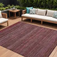 Photo of Merlot Striped Washable Non Skid Indoor Outdoor Area Rug