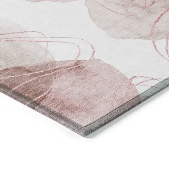 Merlot and Ivory Abstract Washable Non Skid Indoor Outdoor Area Rug Photo 6