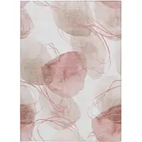 Photo of Merlot and Ivory Abstract Washable Non Skid Indoor Outdoor Area Rug