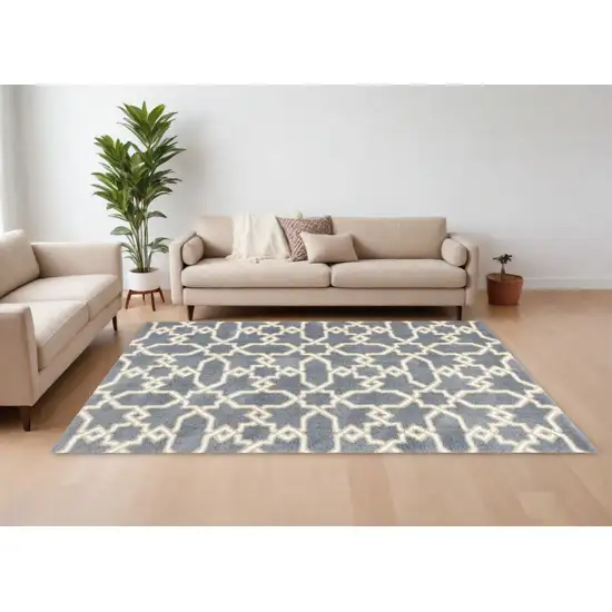 Microfiber Slate Blue Area Rug Photo 2