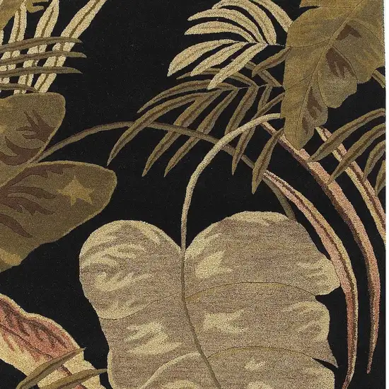 5'X8' Midnight Black Hand Tufted Tropical Leaves Indoor Area Rug Photo 7