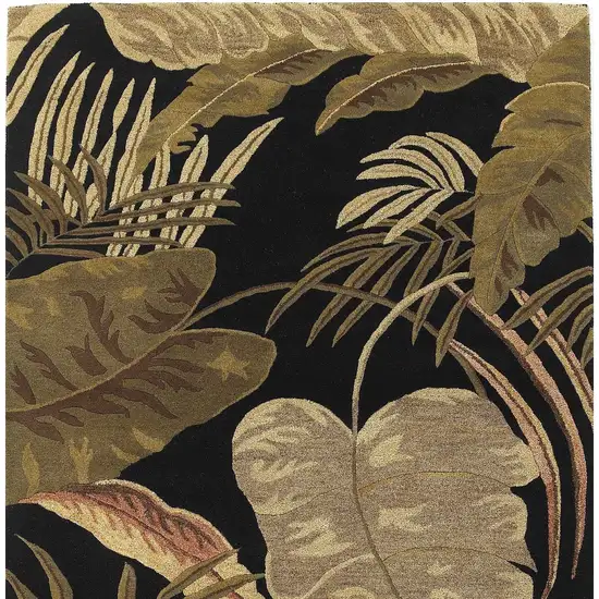 5'X8' Midnight Black Hand Tufted Tropical Leaves Indoor Area Rug Photo 8