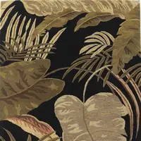 Photo of Midnight Black Hand Tufted Tropical Leaves Indoor Area Rug