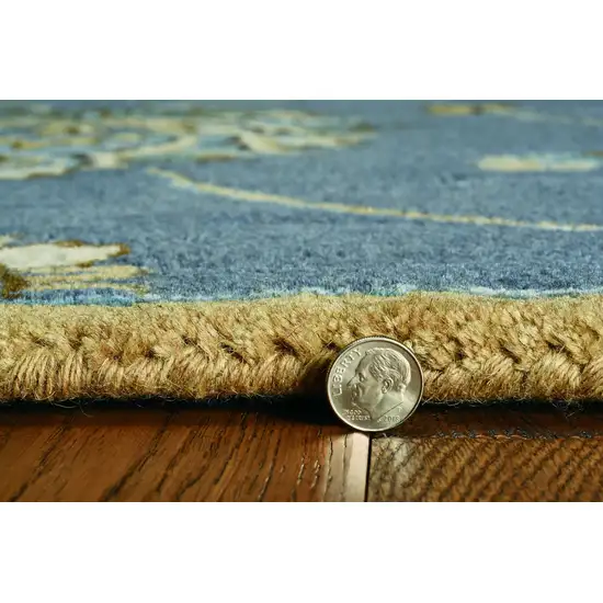 Midnight Blue Hand Tufted Traditional Floral Indoor Area Rug Photo 4