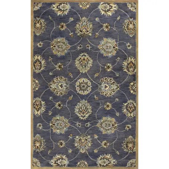 Midnight Blue Hand Tufted Traditional Floral Indoor Area Rug Photo 1