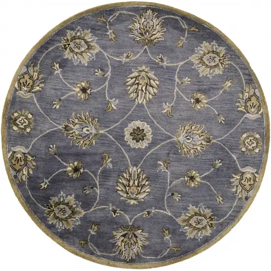 Midnight Blue Hand Tufted Traditional Round Indoor Area Rug Photo 2