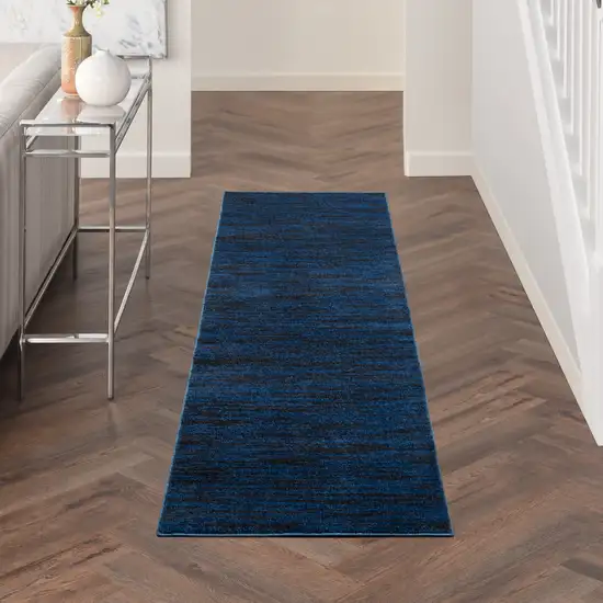 8' Midnight Blue Indoor Outdoor Runner Rug Photo 5