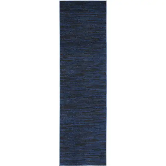 8' Midnight Blue Indoor Outdoor Runner Rug Photo 2