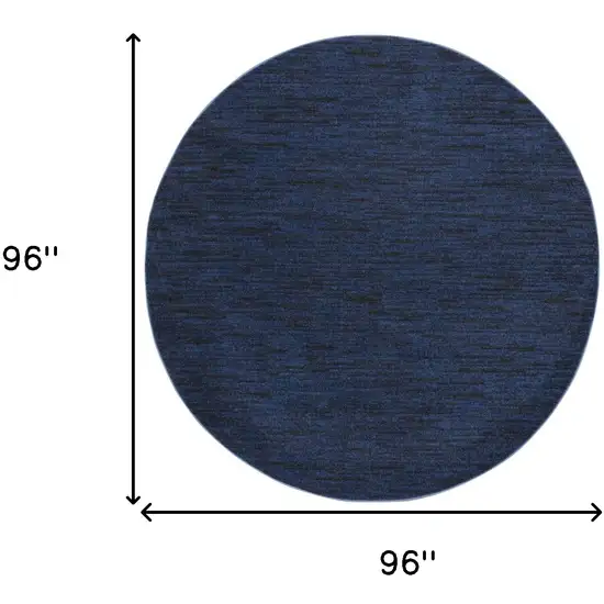 8' Midnight Blue Round Stain Resistant Indoor Outdoor Area Rug Photo 3