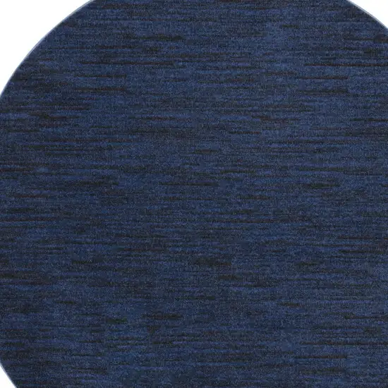 8' Midnight Blue Round Stain Resistant Indoor Outdoor Area Rug Photo 5