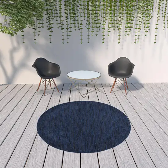 Midnight Blue Round Non Skid Indoor Outdoor Area Rug Photo 2