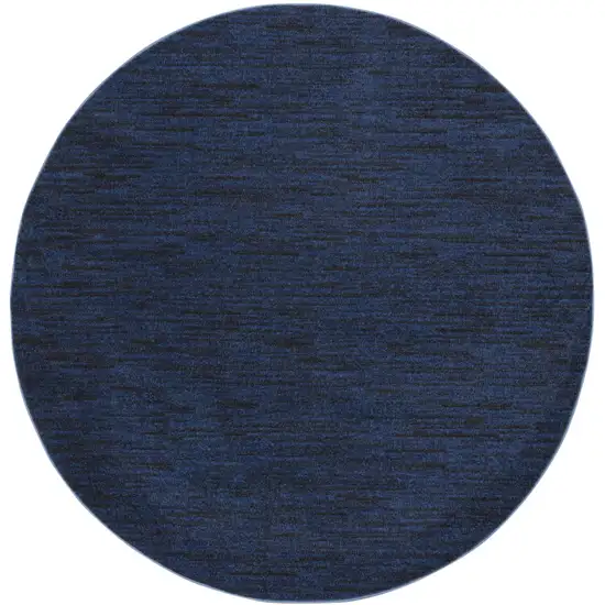 Midnight Blue Round Non Skid Indoor Outdoor Area Rug Photo 3