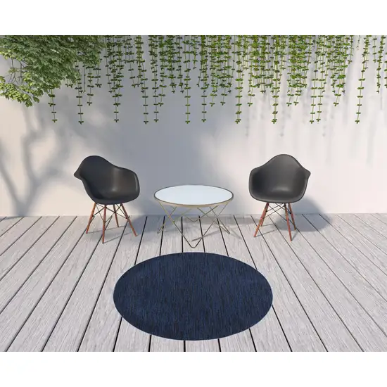 Midnight Blue Round Non Skid Indoor Outdoor Area Rug Photo 2