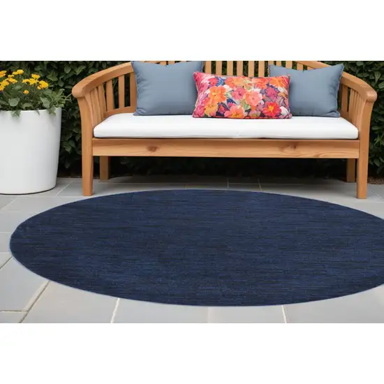 Midnight Blue Round Non Skid Indoor Outdoor Area Rug Photo 1