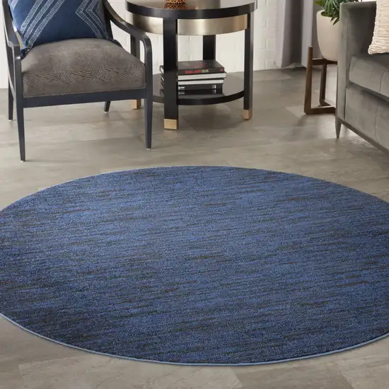 Midnight Blue Round Non Skid Indoor Outdoor Area Rug Photo 7